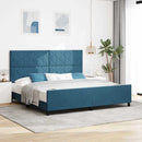 Box spring seng med hovedgærde Mørk blå 200 x 200 cm Fløjl