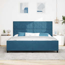 Box spring seng med hovedgærde Mørk blå 200 x 200 cm Fløjl