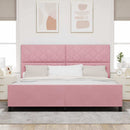 Box spring seng med hovedgærde Lyserød 200 x 200 cm Fløjl