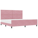 Box spring seng med hovedgærde Lyserød 200 x 200 cm Fløjl