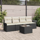 Havesofa Sæt med pude 5 pcs Sort og Cream polyrattan