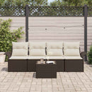 Havesofa Sæt med pude 5 pcs Brun og Creme polyrattan