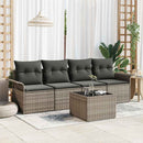Havesofa Sæt med pude med opbevaring 5 pcs Grå polyrattan
