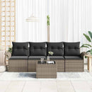 Havesofa Sæt med pude med opbevaring 5 pcs Grå polyrattan