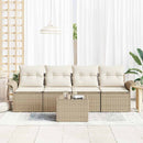 Havesofa Sæt med pude 5 pcs Beige og creme polyrattan