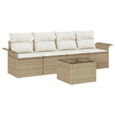 Havesofa Sæt med pude 5 pcs Beige og creme polyrattan