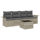 Havesofa Sæt med pude 5 pcs Lysegrå og mørkegrå polyrattan