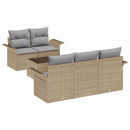 Havesofa Sæt med pude 6 pcs Beige og grå 55 x 55 x 37 cm