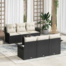 Havesofa Sæt med pude 7 pcs Sort og Cream polyrattan