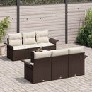 Havesofa Sæt med pude 7 pcs Brun og Creme polyrattan