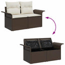 Havesofa Sæt med pude 7 pcs Brun og Creme polyrattan