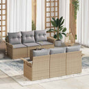 Havesofa Sæt med pude 7 pcs Beige og grå polyrattan