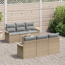 Havesofa Sæt med pude 7 pcs Beige og grå polyrattan