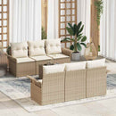 Havesofa Sæt med pude 7 pcs Beige og creme polyrattan