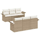 Havesofa Sæt med pude 7 pcs Beige og creme polyrattan