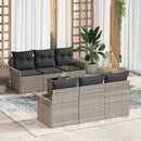 Havesofa Sæt med pude 7 pcs Lysegrå og mørkegrå polyrattan