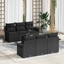 Havesofa Sæt med pude med opbevaring 7 pcs Sort polyrattan