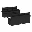 Havesofa Sæt med pude med opbevaring 7 pcs Sort polyrattan