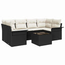 Havesofa Sæt 7 pcs Sort og Cream 55 x 55 x 37 cm polyrattan