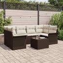 Havesofa Sæt med pude 7 pcs Brun og Creme polyrattan