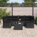 Havesofa Sæt med pude 7 pcs Sort 55 x 55 x 37 cm polyrattan