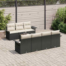 Havesofa Sæt med pude 8 pcs Sort og Cream polyrattan