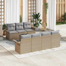 Havesofa Sæt med pude 8 pcs Beige og grå polyrattan