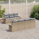 Havesofa Sæt med pude 8 pcs Beige og grå polyrattan