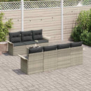 Havesofa Sæt med pude 8 pcs Lysegrå og mørkegrå polyrattan