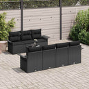 Havesofa Sæt med pude med opbevaring 8 pcs Sort polyrattan