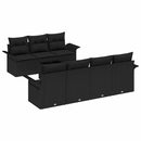 Havesofa Sæt med pude med opbevaring 8 pcs Sort polyrattan