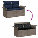 Havesofa Sæt med pude 8 pcs Grå og Marineblå polyrattan