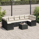 Havesofa Sæt med pude 8 pcs Sort og Cream polyrattan