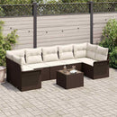 Havesofa Sæt med pude 8 pcs Brun og Creme polyrattan