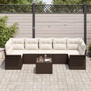 Havesofa Sæt med pude 8 pcs Brun og Creme polyrattan