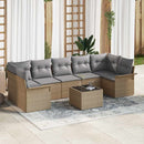 Havesofa Sæt med pude 8 pcs Beige og grå polyrattan