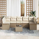 Havesofa Sæt med pude 8 pcs Beige og creme polyrattan