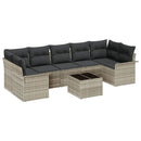 Havesofa Sæt med pude 8 pcs Lysegrå og mørkegrå polyrattan