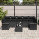 Havesofa Sæt med pude med opbevaring 8 pcs Sort polyrattan