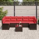 Havesofa Sæt med pude 8 pcs Beige og Rød polyrattan