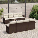 Havesofa Sæt 9 pcs Brun og Creme 55 x 55 x 37 cm polyrattan