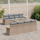 Havesofa Sæt med pude 9 pcs Beige og grå polyrattan