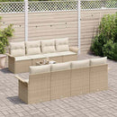 Havesofa Sæt med pude 9 pcs Beige og creme polyrattan