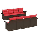 Havesofa Sæt med pude 9 pcs Beige og Rød polyrattan