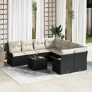 Havesofa Sæt med pude 9 pcs Sort og Cream polyrattan