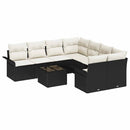 Havesofa Sæt med pude 9 pcs Sort og Cream polyrattan