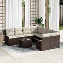 Havesofa Sæt med pude 9 pcs Brun og Creme polyrattan