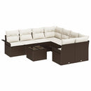 Havesofa Sæt med pude 9 pcs Brun og Creme polyrattan
