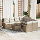 Havesofa Sæt med pude 9 pcs Beige og creme polyrattan