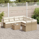 Havesofa Sæt med pude 9 pcs Beige og creme polyrattan